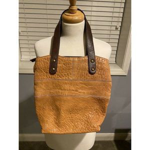 SUNDANCE Pebbled Tan Leather Double Handle Handbag Purse